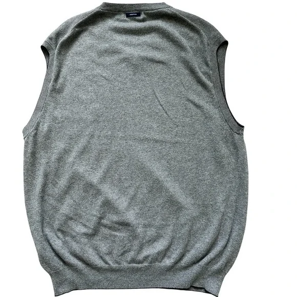 Nautica Navtech Sweater Vest XL Gray V-Neck Cashmere Blend Logo Ribbed Hem - Picture 4 of 11
